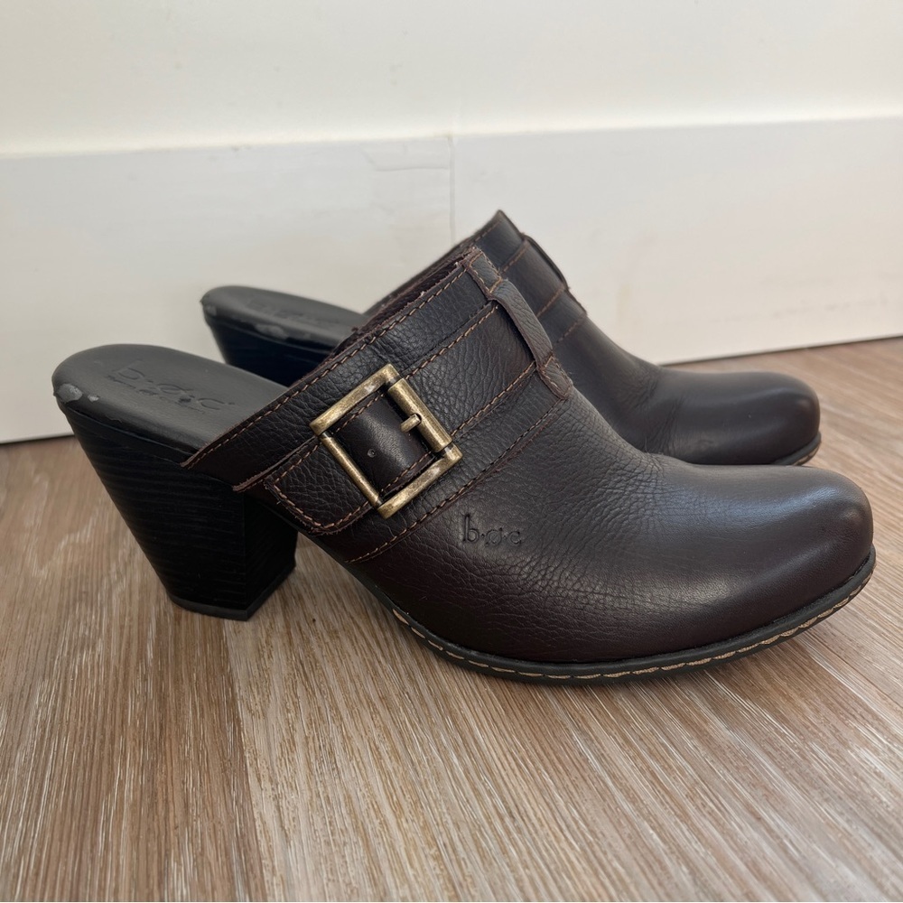 boc Women's Dark Brown Leather Mules with Buckle 10